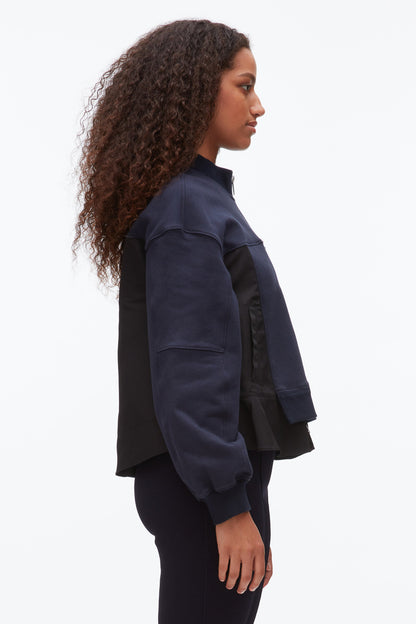 Terry Hybrid Zip Up Midnight-Black