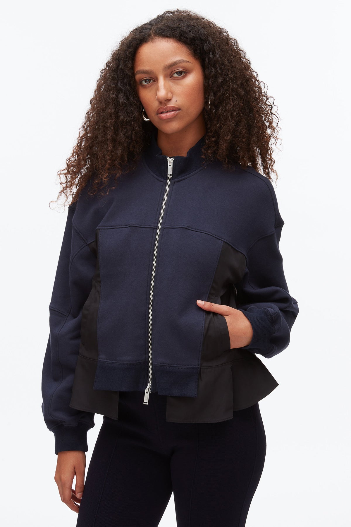 Terry Hybrid Zip Up Midnight-Black