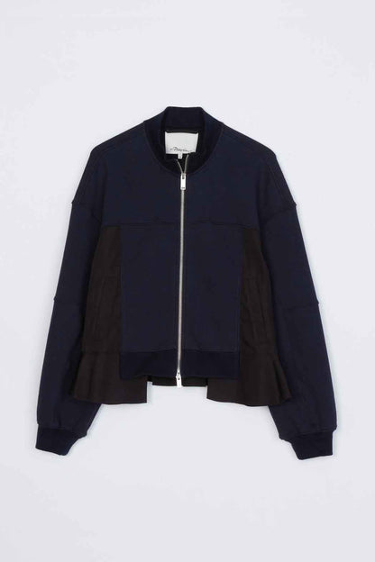 Terry Hybrid Zip Up Midnight-Black