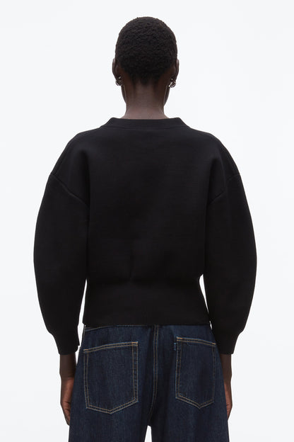 Round Sleeve Zip Cardigan Black