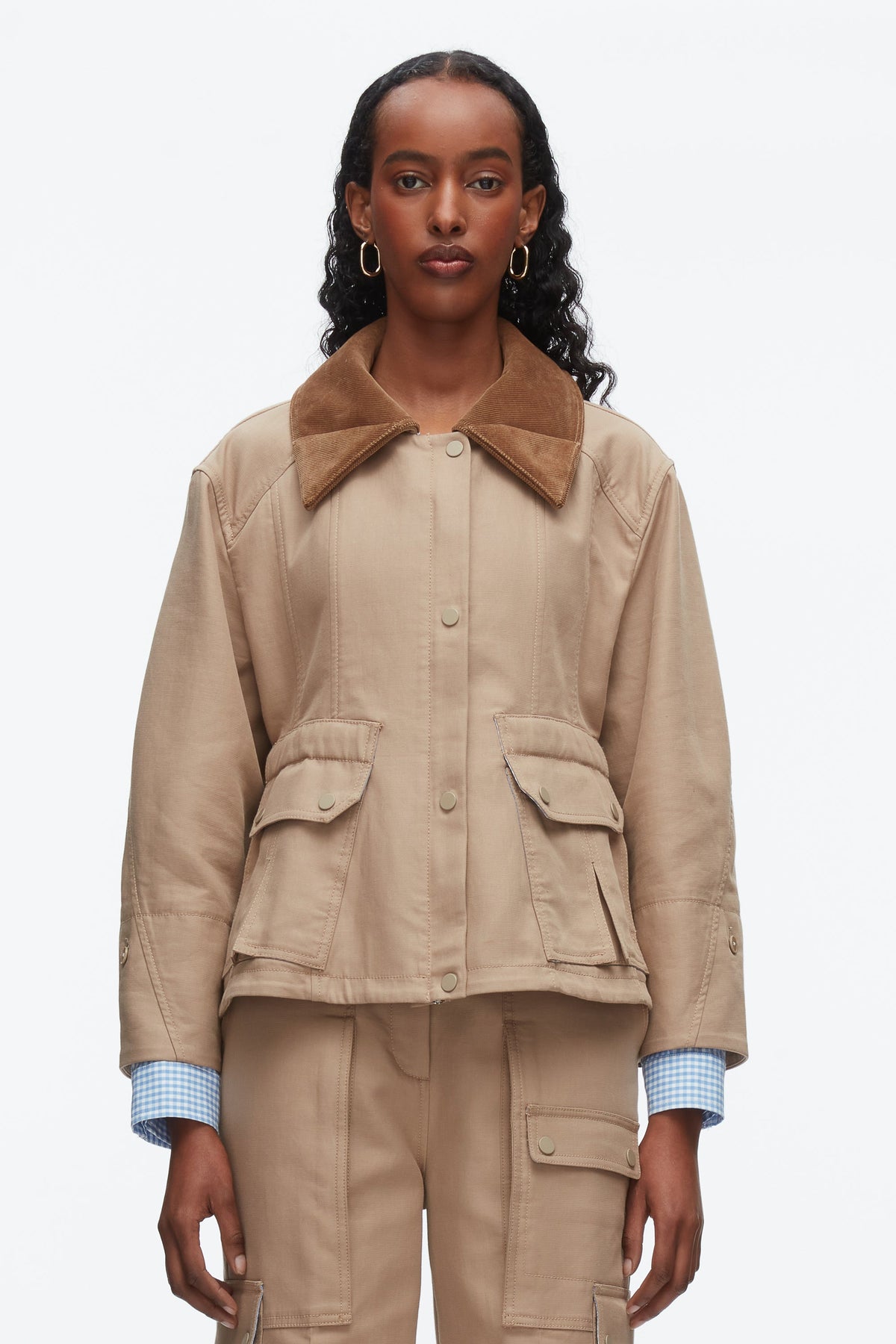 Cropped Flounce Barn Jacket Praline Multi