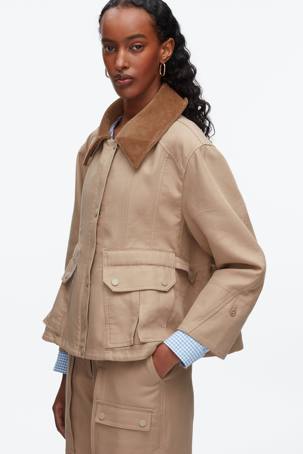 Cropped Flounce Barn Jacket Praline Multi