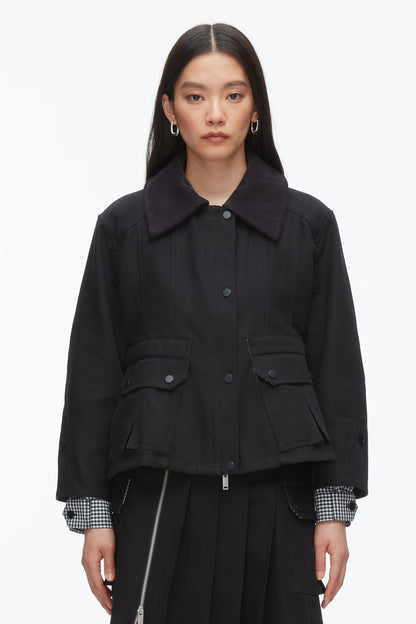 Cropped Flounce Barn Jacket Black Multi