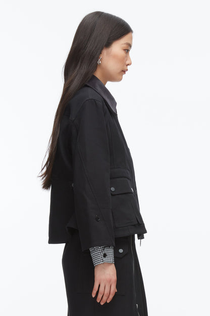 Cropped Flounce Barn Jacket Black Multi