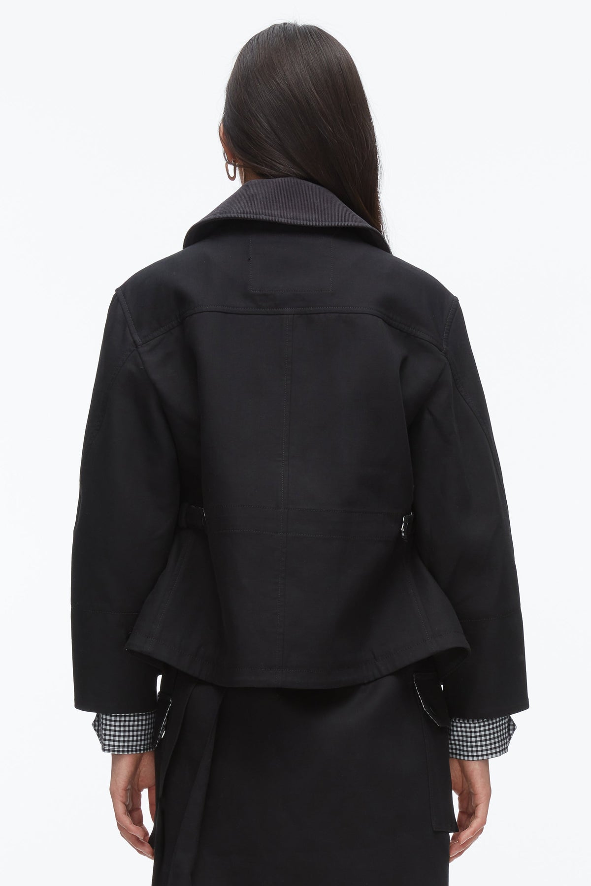 Cropped Flounce Barn Jacket Black Multi