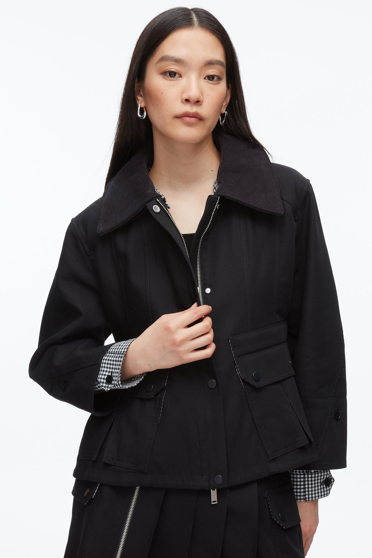 Cropped Flounce Barn Jacket Black Multi
