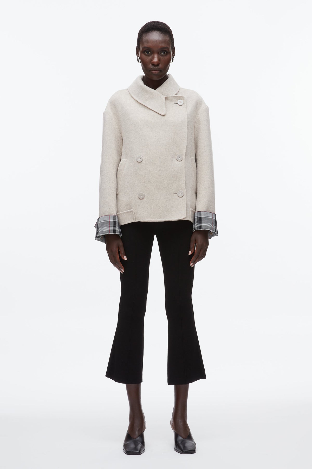 Double Face Cropped Peacoat Cloud