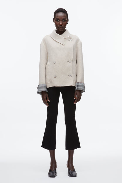 Double Face Cropped Peacoat Cloud