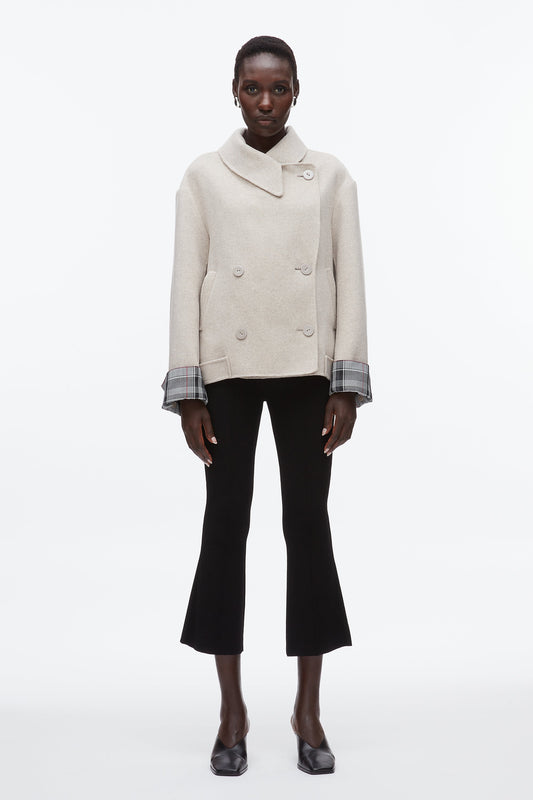 Double Face Cropped Peacoat Cloud