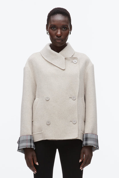 Double Face Cropped Peacoat Cloud