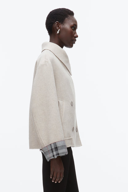 Double Face Cropped Peacoat Cloud