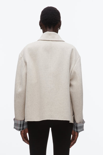 Double Face Cropped Peacoat Cloud