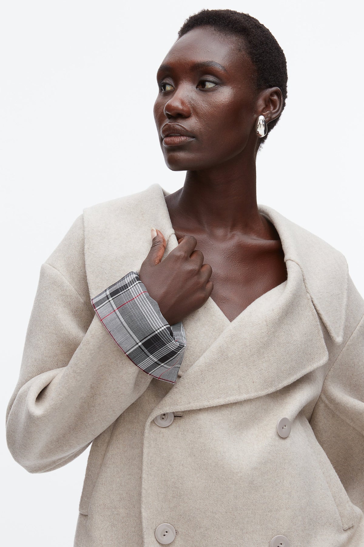 Double Face Cropped Peacoat Cloud