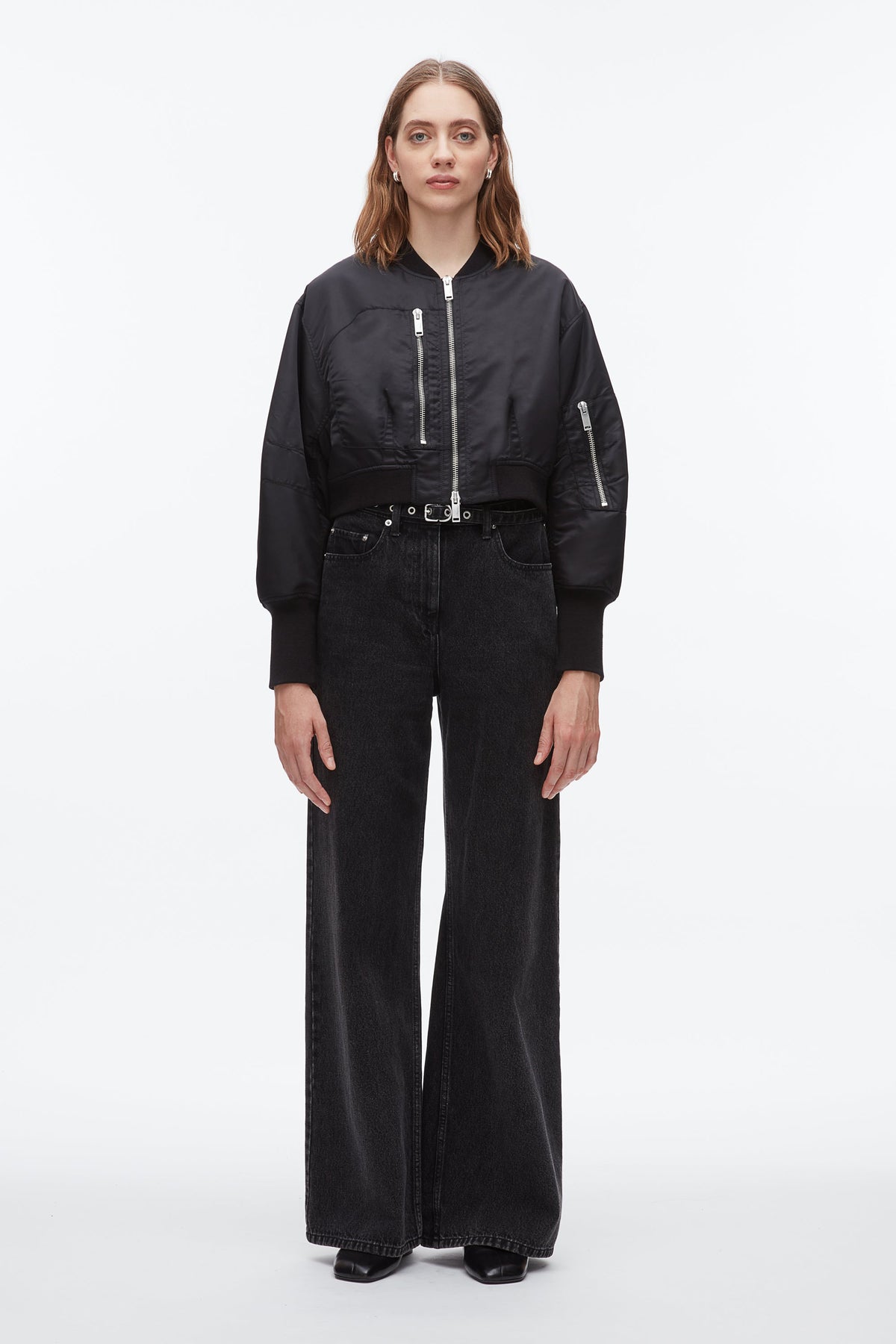Cropped Flight Bomber Black