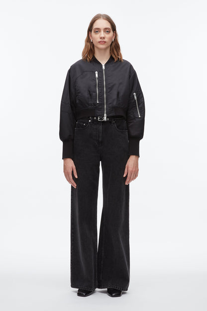 Cropped Flight Bomber Black