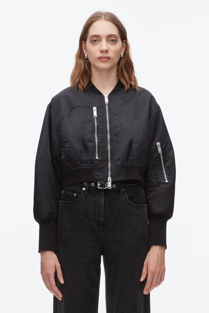 Cropped Flight Bomber Black