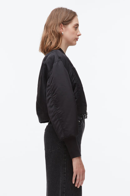 Cropped Flight Bomber Black