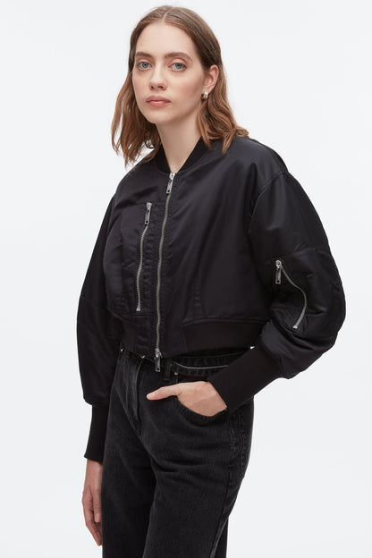 Cropped Flight Bomber Black