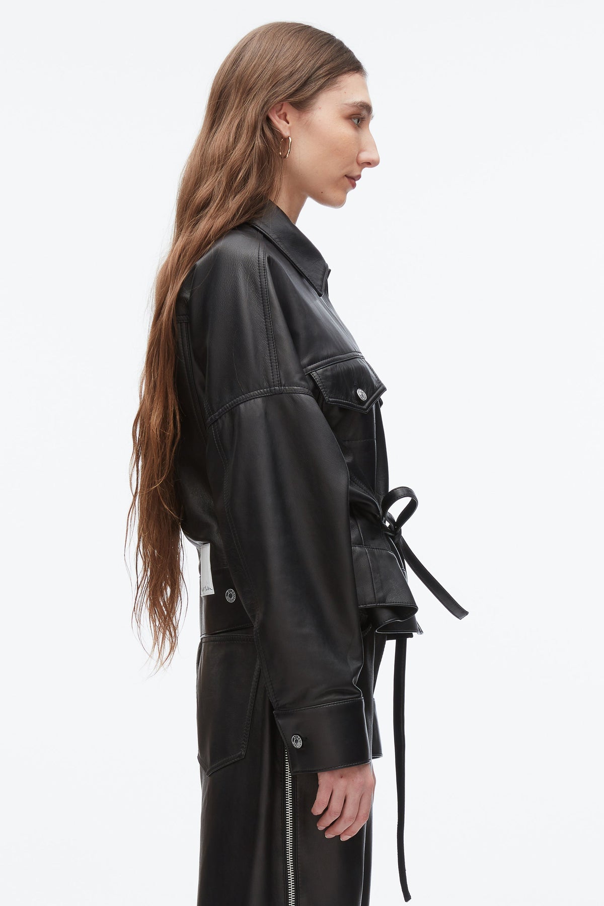 Leather Boxy Jacket Black