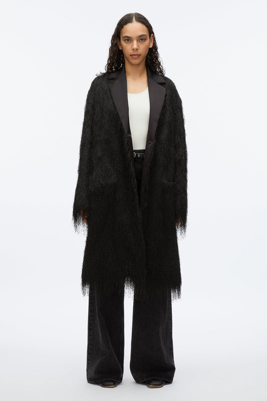 Fringe Tuxedo Coat Black