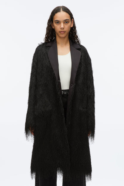 Fringe Tuxedo Coat Black