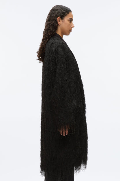 Fringe Tuxedo Coat Black