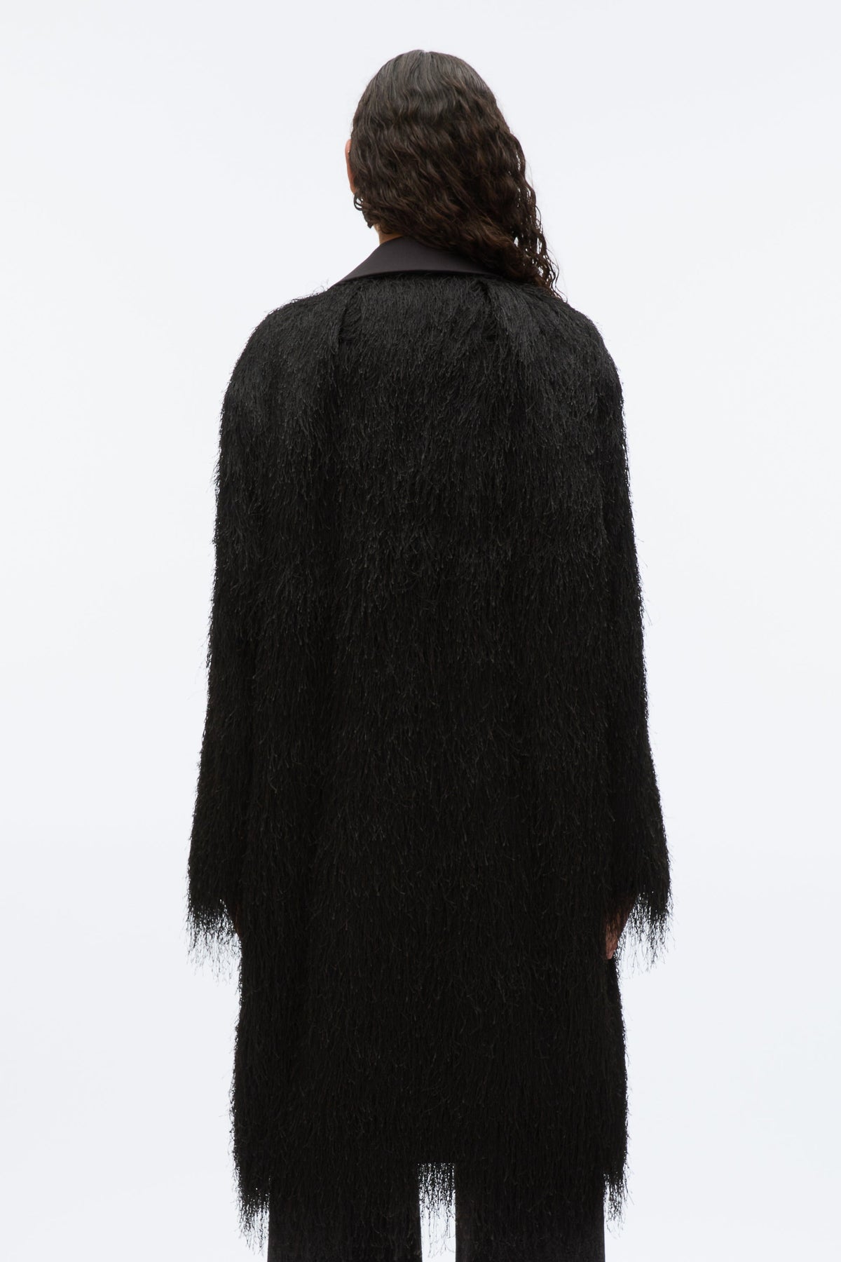 Fringe Tuxedo Coat Black