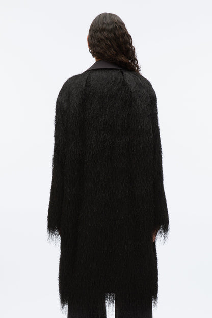 Fringe Tuxedo Coat Black