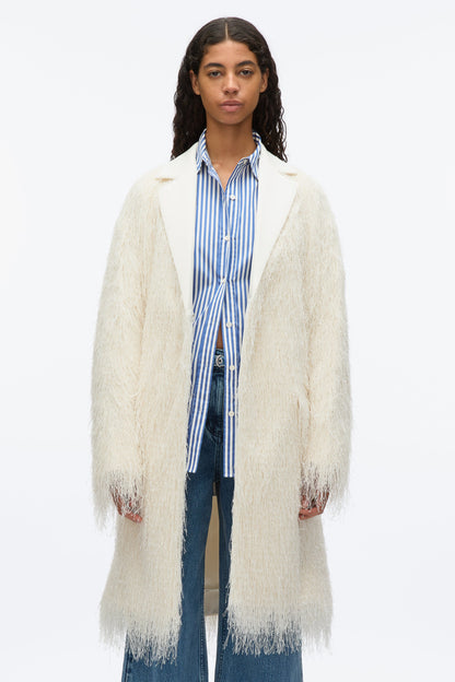 Fringe Tuxedo Coat Ivory
