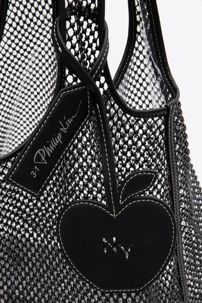 Embellished Mesh Market Tote Black