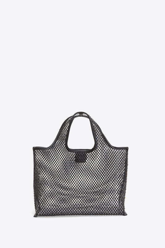 Embellished Mesh Mini Market Tote Black