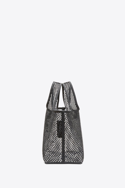 Embellished Mesh Mini Market Tote Black