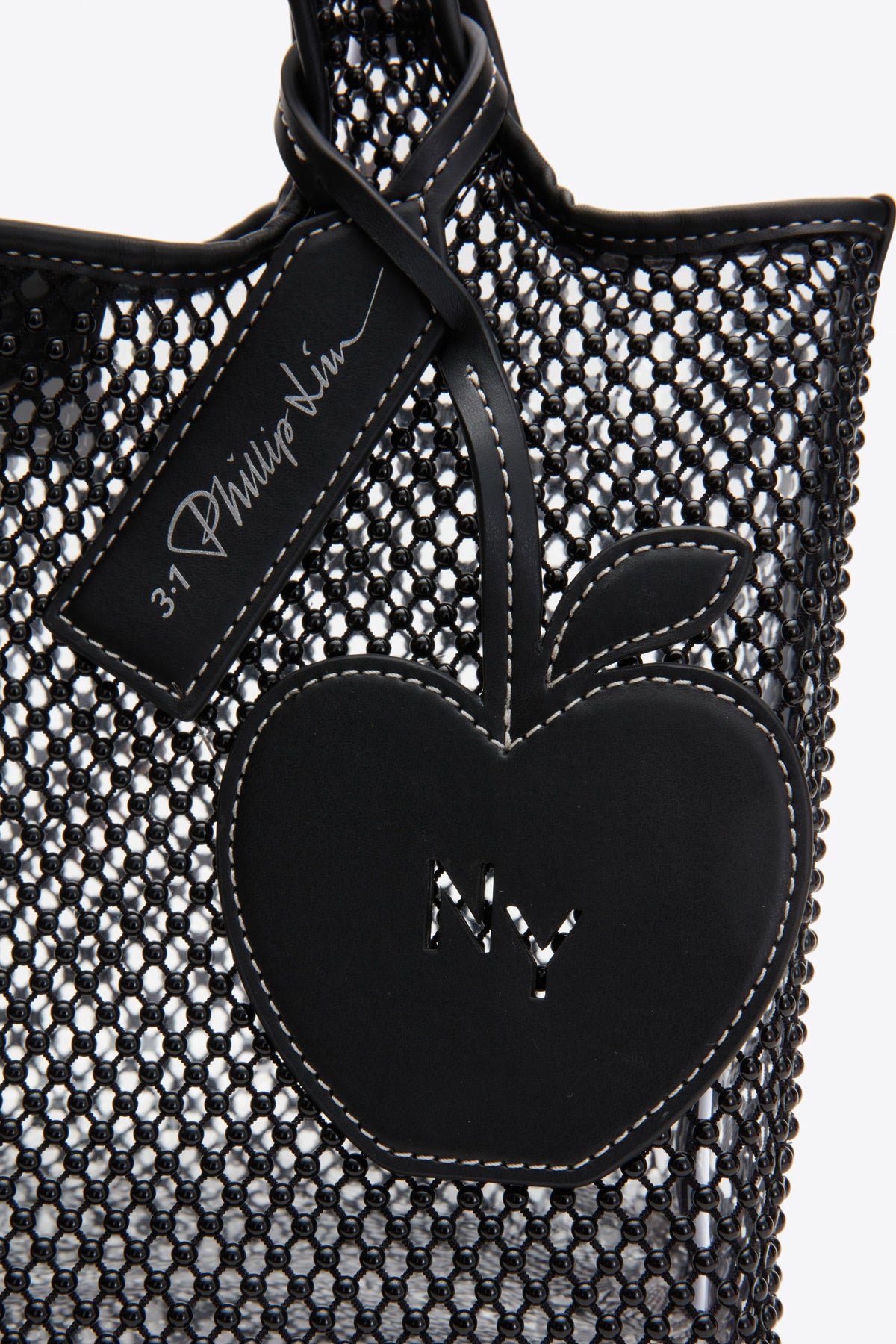 Embellished Mesh Mini Market Tote Black