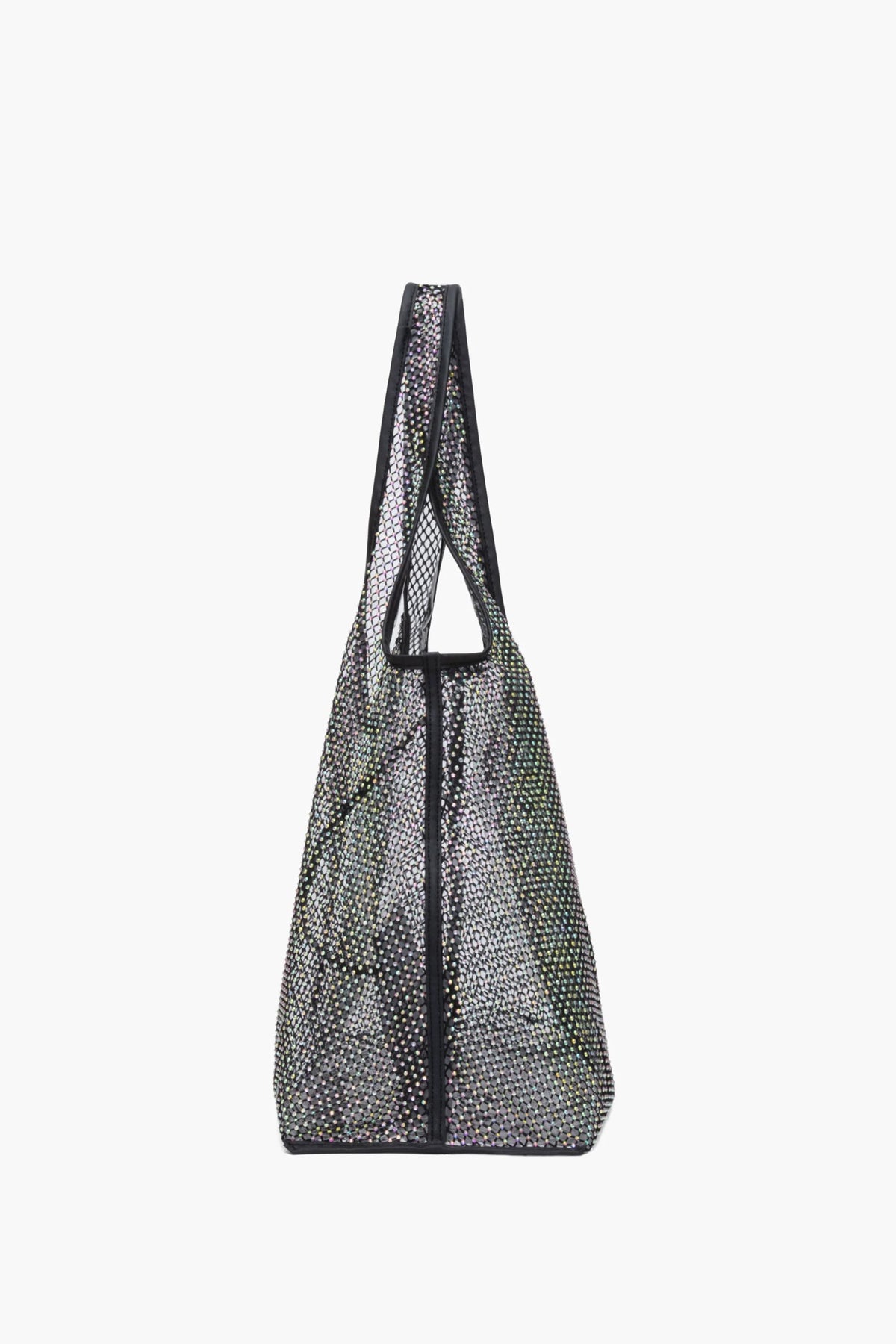 Crystal Embellished Mesh Market Tote Black
