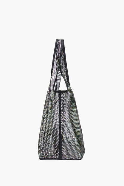 Crystal Embellished Mesh Market Tote Black