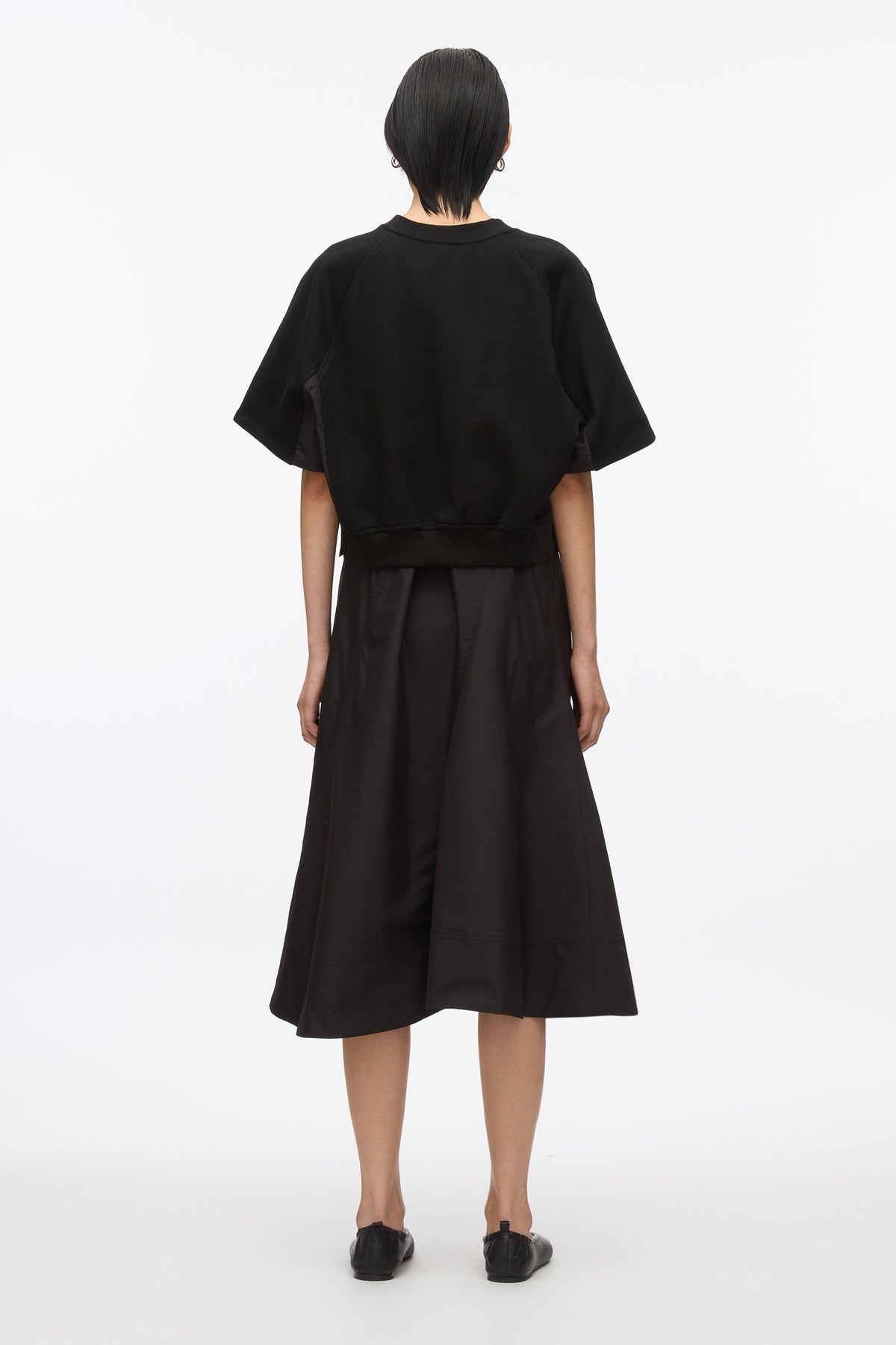 Short Sleeve French Terry Combo Dress Black