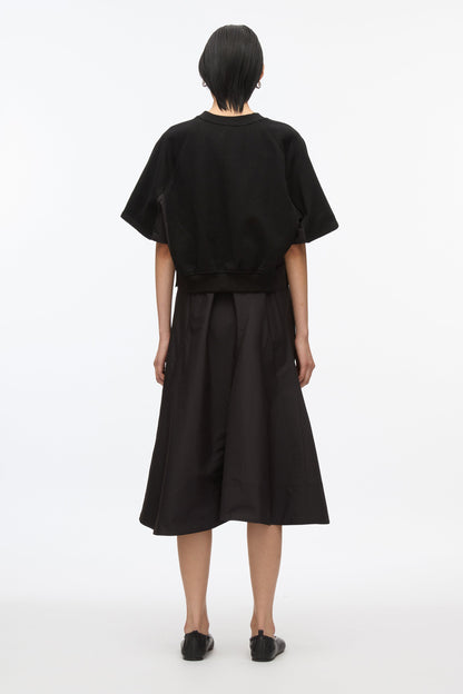 Short Sleeve French Terry Combo Dress Black