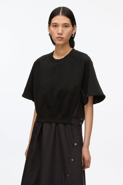 Short Sleeve French Terry Combo Dress Black
