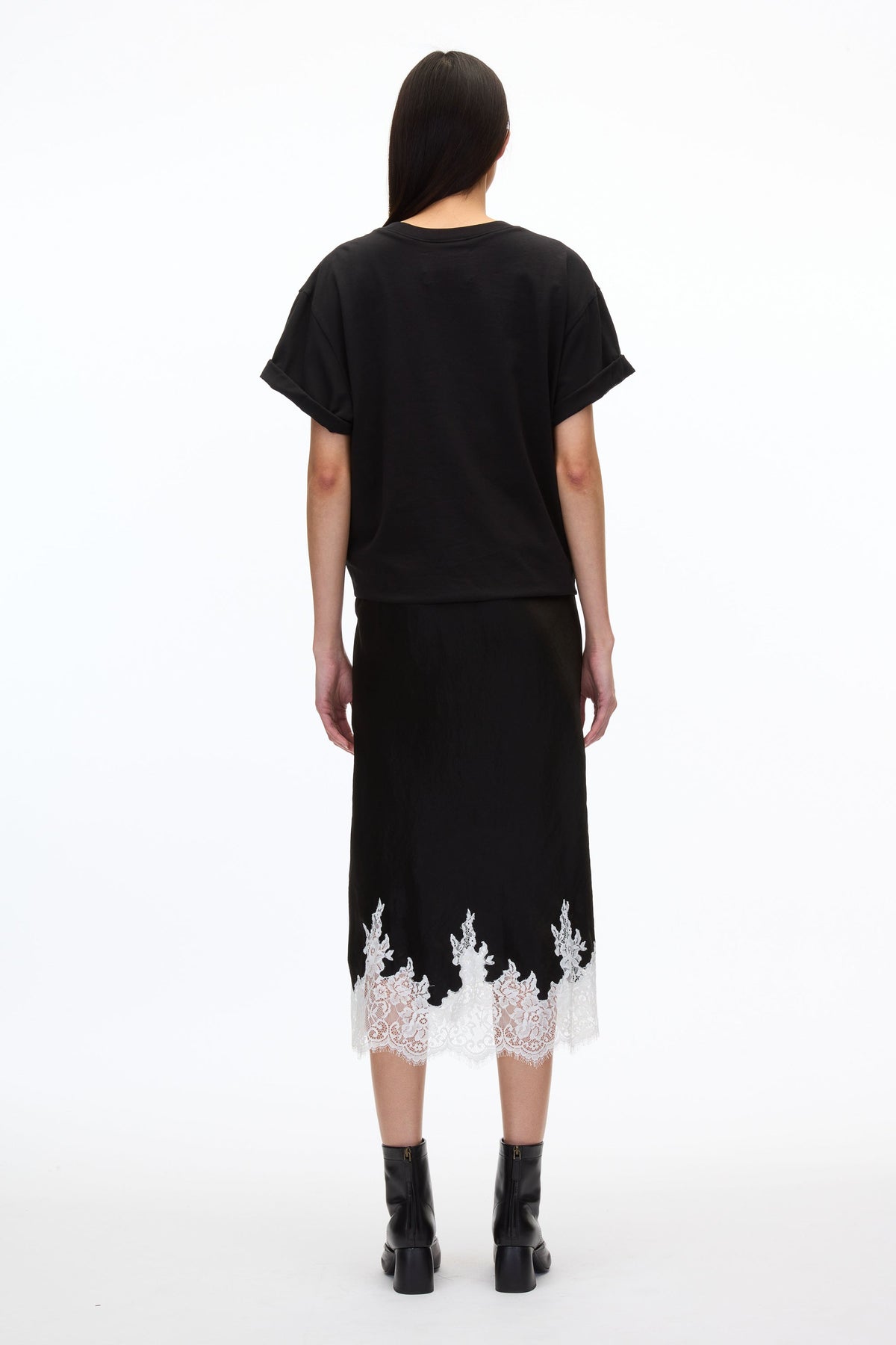 Draped T-Shirt Slip Combo Dress Black-White Multi