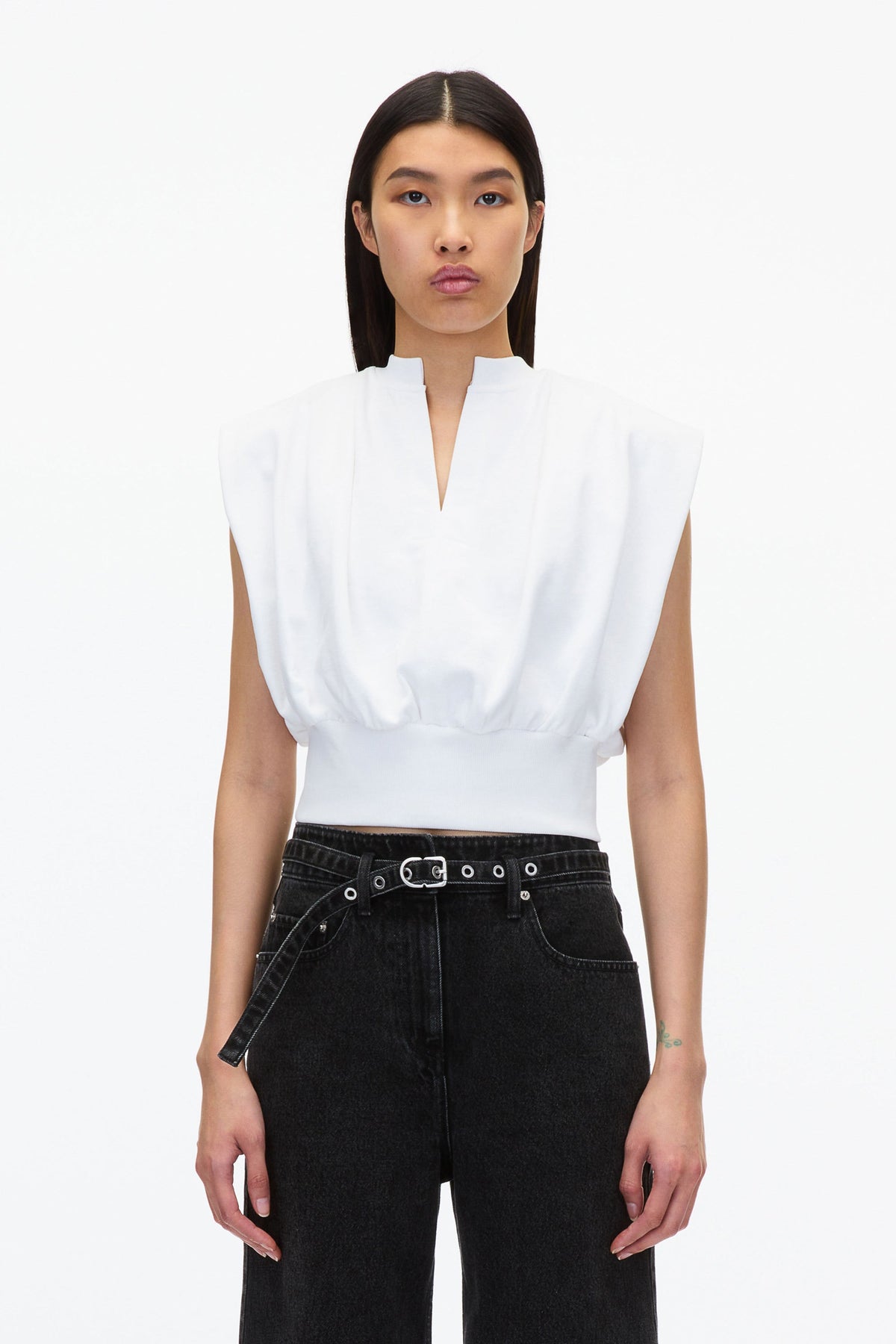 Sleeveless French Terry Top White