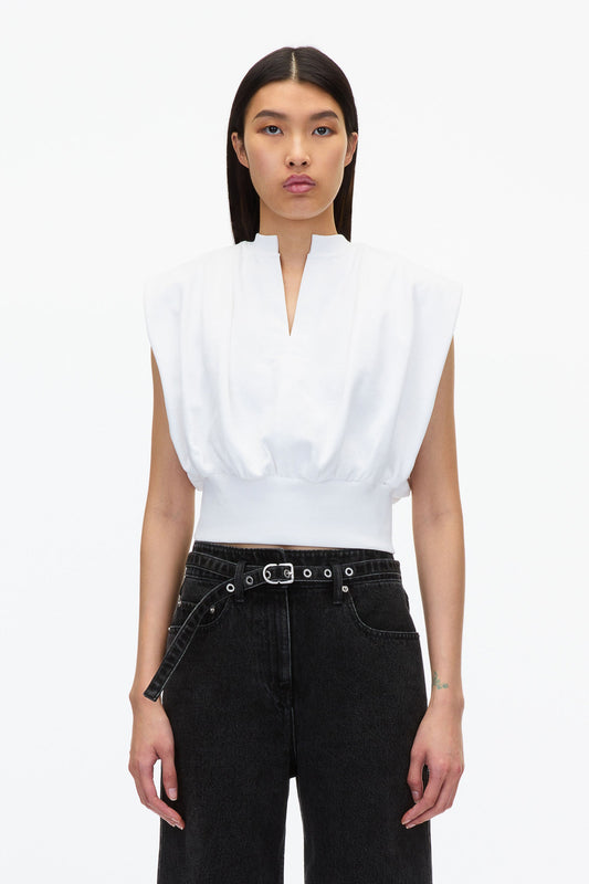 Sleeveless French Terry Top White