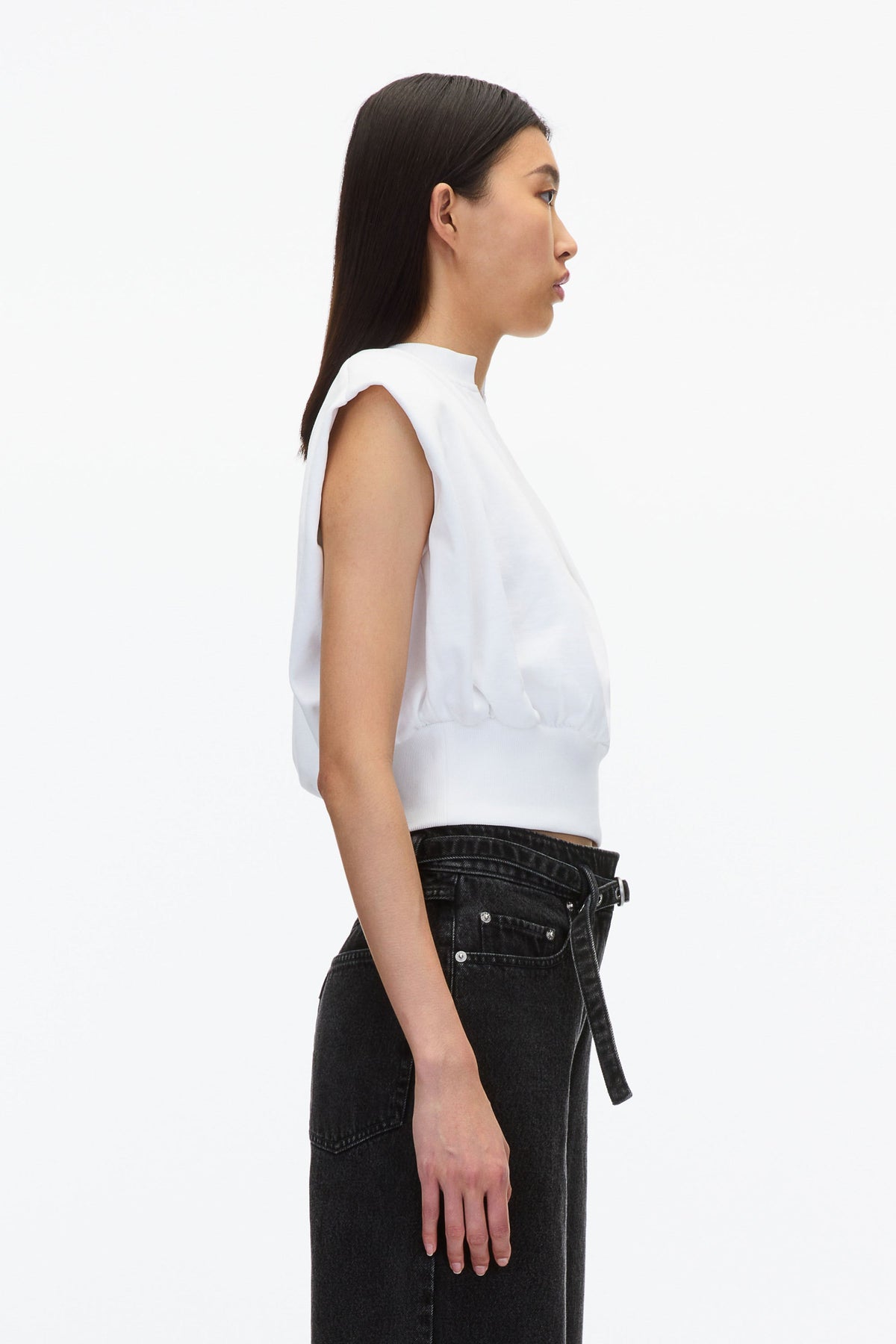 Sleeveless French Terry Top White