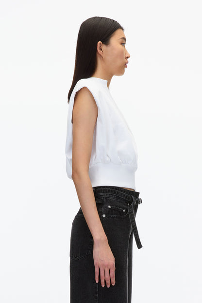 Sleeveless French Terry Top White