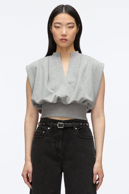 Sleeveless French Terry Top Grey Melange