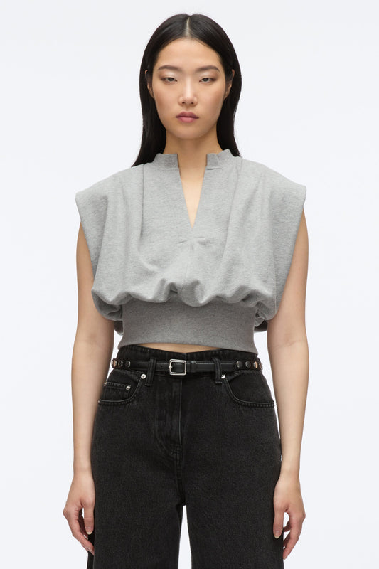 Sleeveless French Terry Top Grey Melange