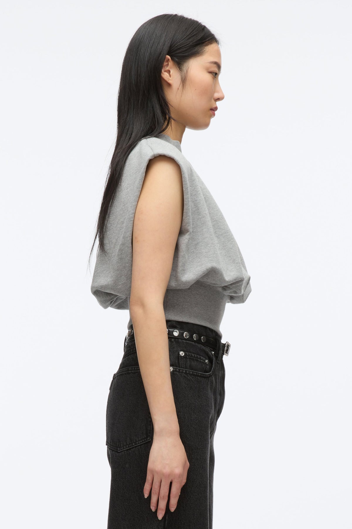 Sleeveless French Terry Top Grey Melange
