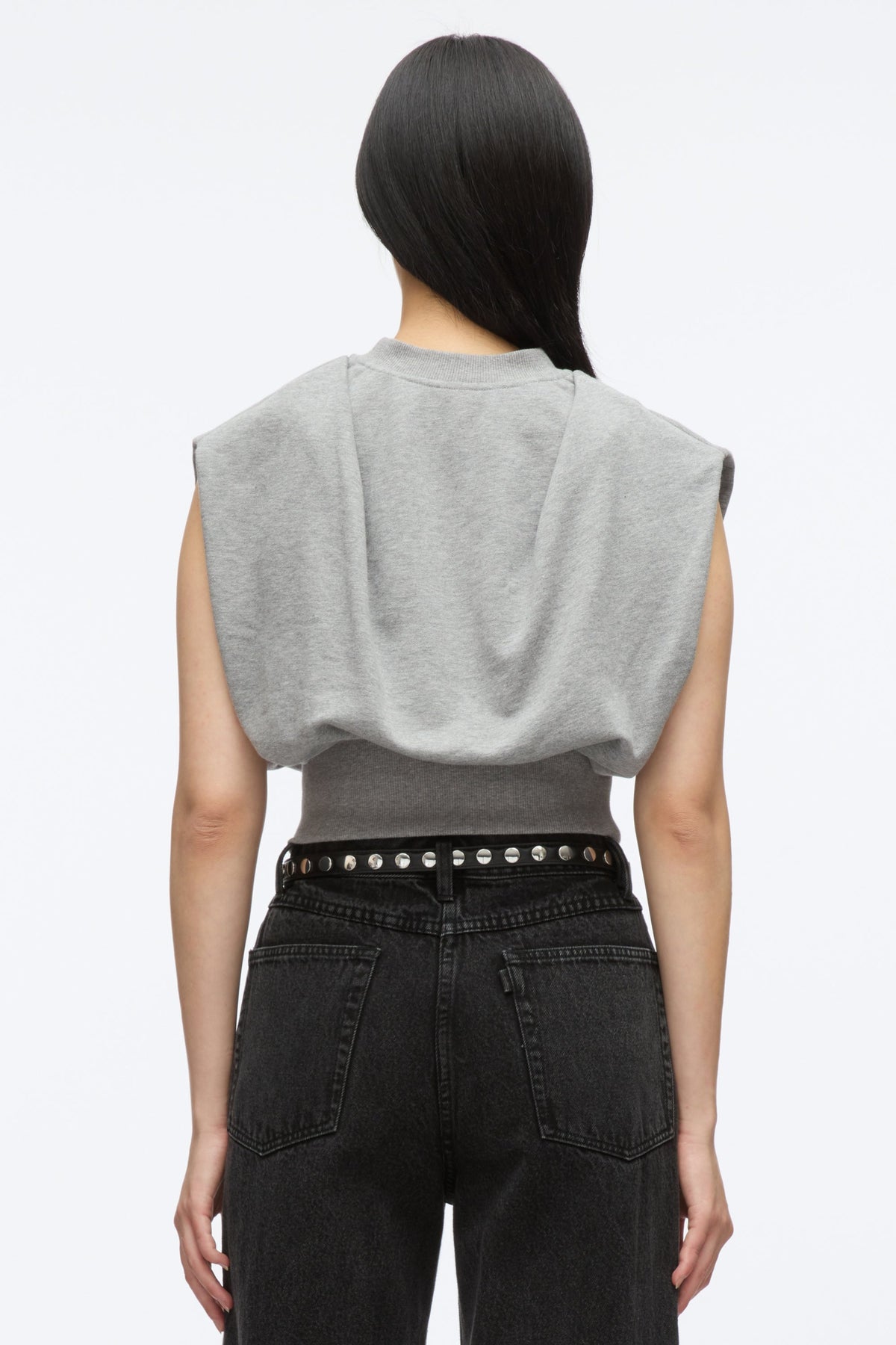 Sleeveless French Terry Top Grey Melange