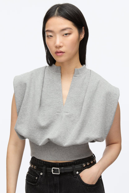 Sleeveless French Terry Top Grey Melange