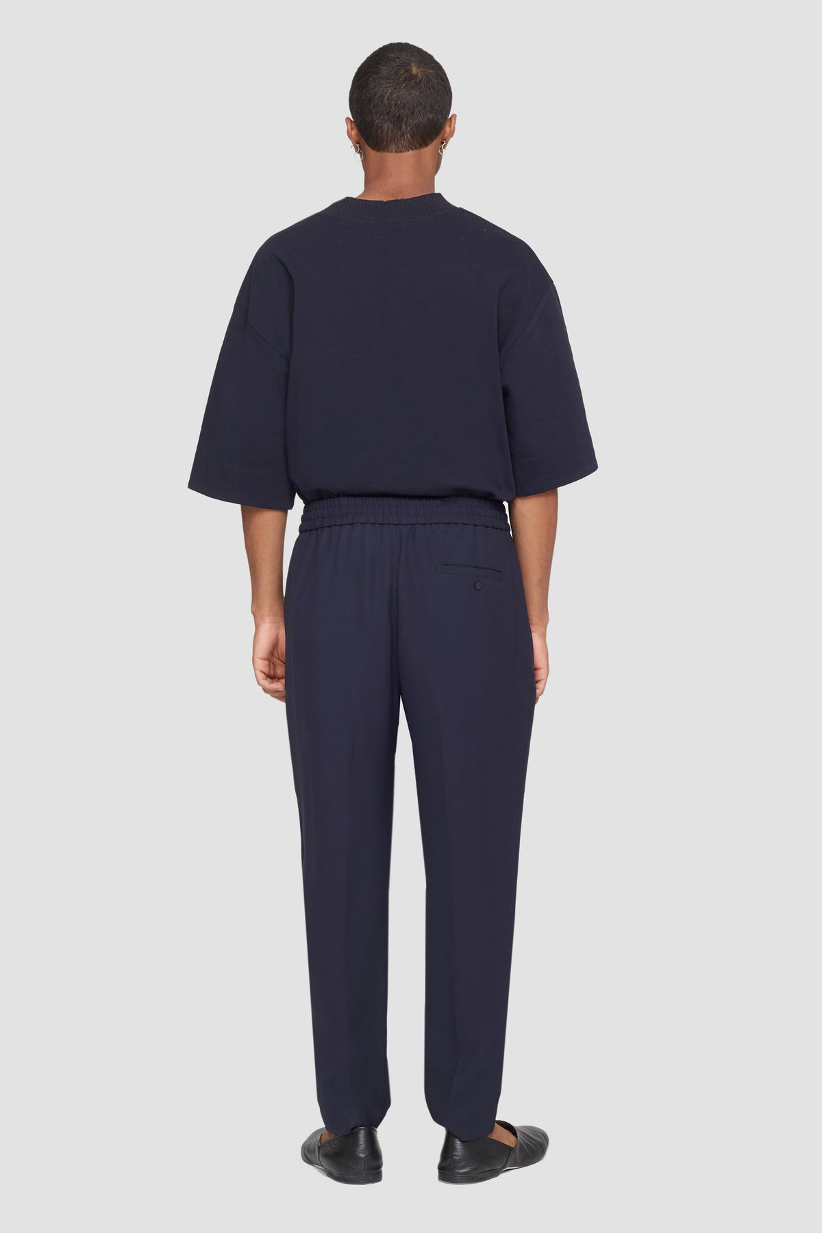 Single Pleat Tapered Trousers Navy