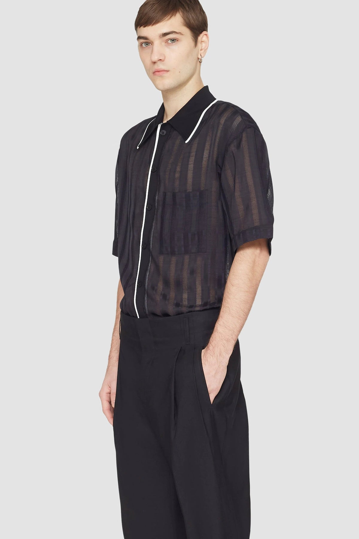 Double Pleat Tapered Trouser Black